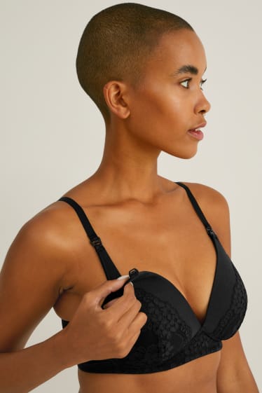 Women - Non-wired nursing bra - padded - black