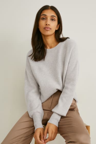 Femmes - Pullover en cachemire - gris clair chiné