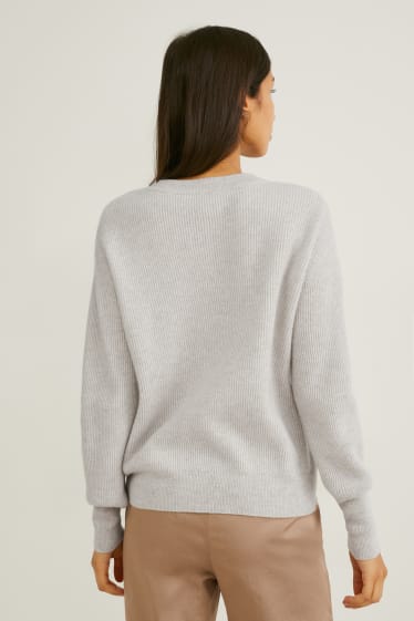 Femmes - Pullover en cachemire - gris clair chiné