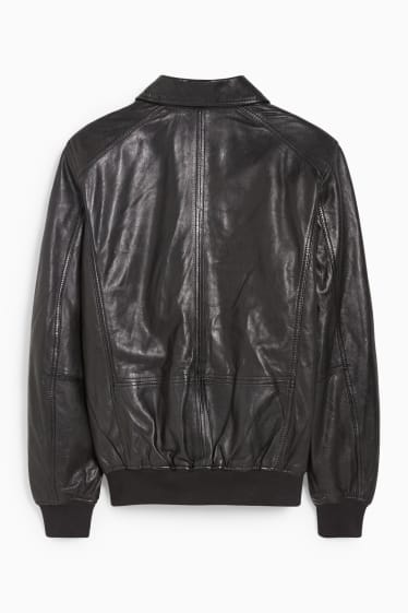 Men - Leather jacket - black