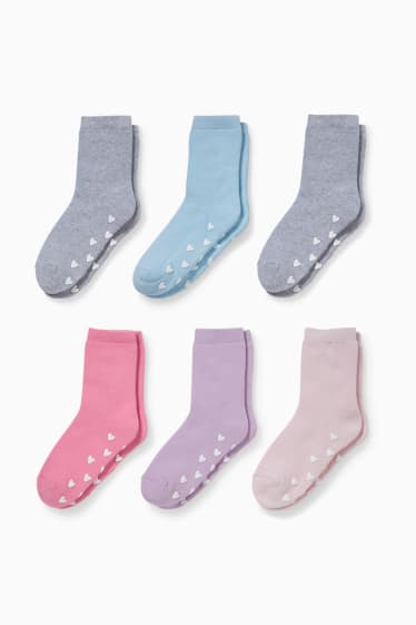 Children - Multipack of 6 - non-slip socks - light gray-melange