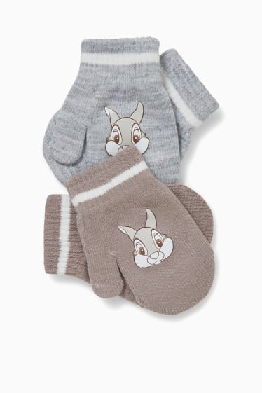 Bebeluși - fete - Multipack 2 buc. - Bambi - mănuși cu un deget bebeluși - gri deschis melanj