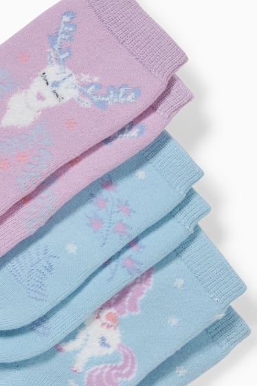 Kinderen: meisjes - Set van 3 paar - eenhoorn - antislipsokken met motief - roze / lichtblauw