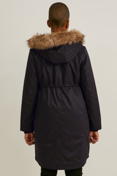 Donna - Parka premaman con cappuccio e marsupio - inverno - nero