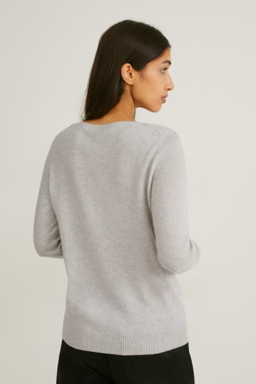 Donna - Maglione in cashmere - grigio chiaro melange