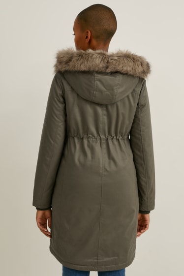 Donna - Parka premaman con cappuccio e marsupio - inverno - verde