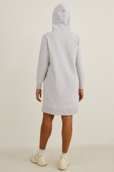 Women - Sweatshirt dress with hood - light gray-melange