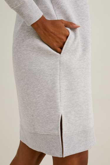 Women - Sweatshirt dress with hood - light gray-melange
