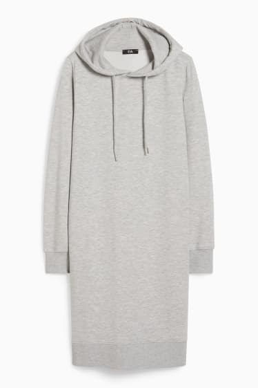 Women - Sweatshirt dress with hood - light gray-melange