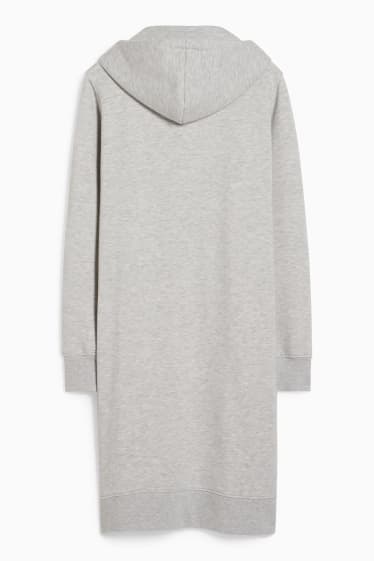 Women - Sweatshirt dress with hood - light gray-melange