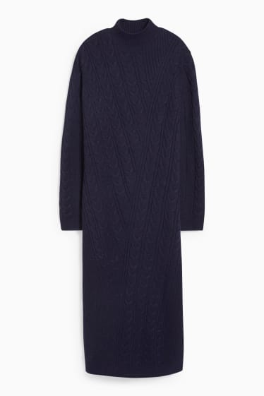 Women - Knitted dress - dark blue-melange