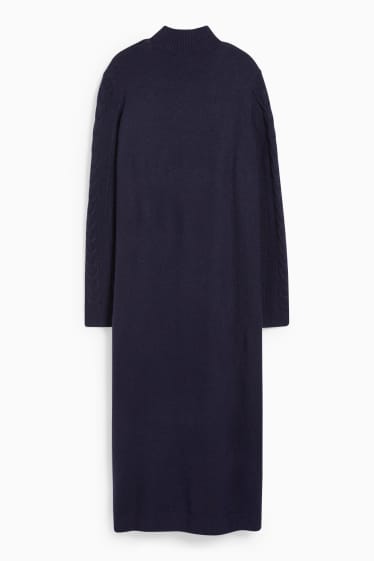 Women - Knitted dress - dark blue-melange