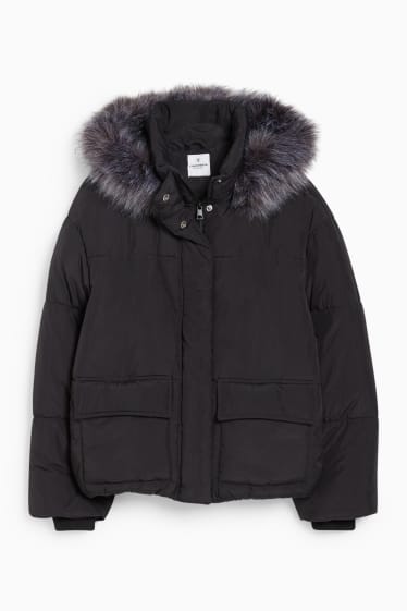 Women - CLOCKHOUSE - quilted jacket with hood - black