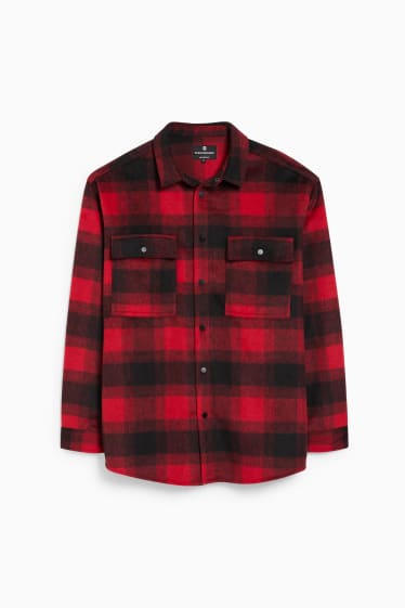 Men - CLOCKHOUSE - shirt - relaxed fit - Kent collar - check - dark red