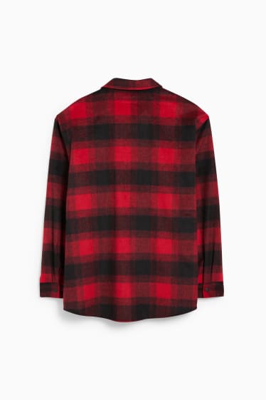 Men - CLOCKHOUSE - shirt - relaxed fit - Kent collar - check - dark red