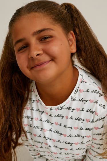 Enfants filles - Coupe ample - lot de 4 - hauts à manches longues - blanc