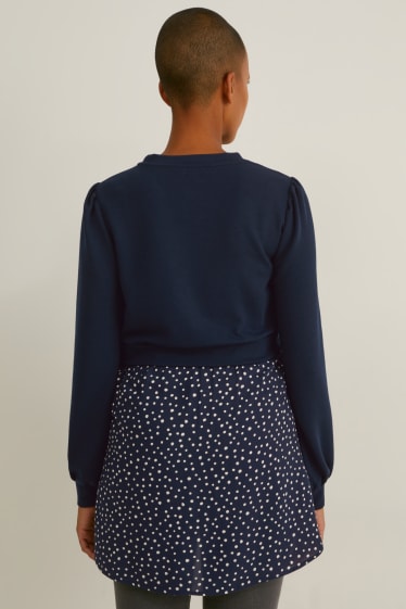 Dames - Zwangerschapssweatshirt - 2-in-1-look - donkerblauw