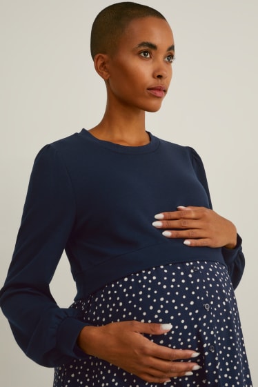 Dames - Zwangerschapssweatshirt - 2-in-1-look - donkerblauw