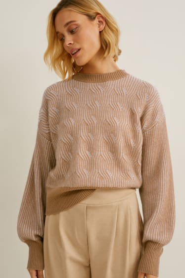 Kobiety - Sweter kaszmirowy - jasnobrązowy
