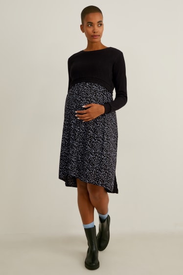 Donna - Vestito per allattamento - effetto sovrapposto - nero