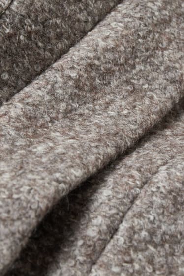 Damen - Mantel mit Kapuze - Woll-Mix - beige-melange