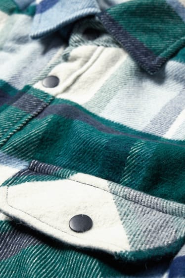 Hommes - Veste-chemise - à carreaux - vert foncé / blanc