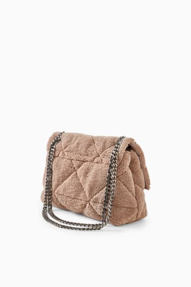 Women - Teddy fur shoulder bag - taupe