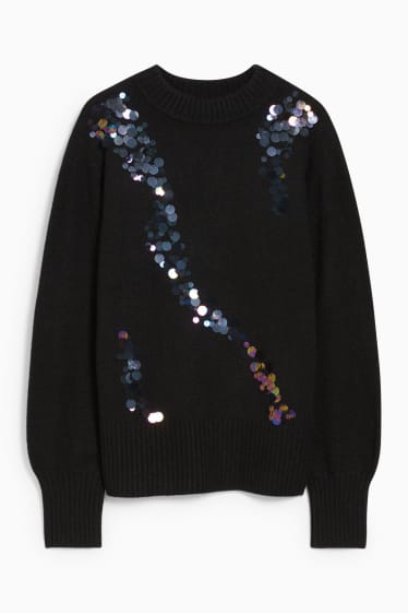 Women - Jumper - shiny - black