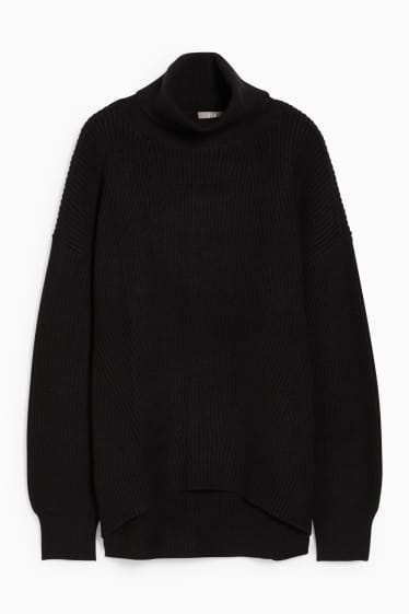 Women - Polo neck jumper - black