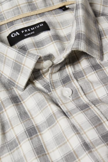 Men - Shirt - slim fit - Kent collar - check - gray-melange