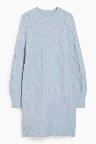 Femmes - CLOCKHOUSE - robe en maille - motif tressé - bleu clair