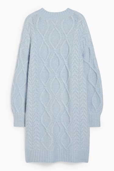 Femmes - CLOCKHOUSE - robe en maille - motif tressé - bleu clair