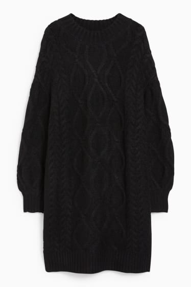 Ados & jeunes adultes - CLOCKHOUSE - robe en maille - motif tressé - noir