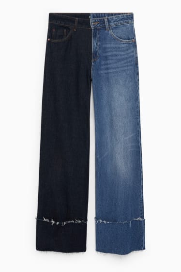 Dames - E.L.V. denim - wide leg jeans - high waist - unisex - jeansdonkerblauw