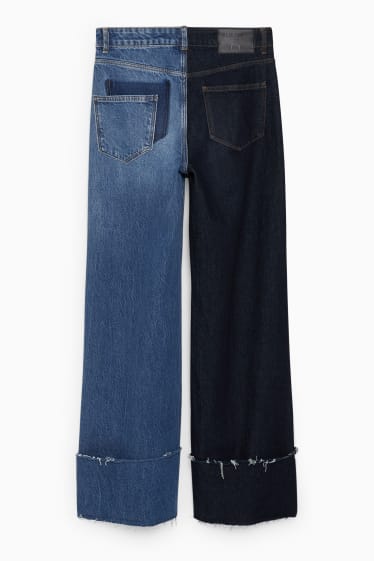 Donna - E.L.V. Denim - jeans a gamba ampia - vita alta - unisex - jeans blu scuro
