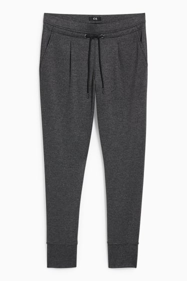 Femei - Pantaloni de stofă - talie înaltă - tapered fit - gri melanj