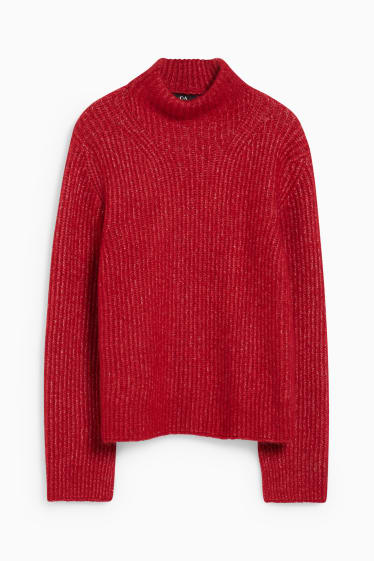 Damen - Pullover - rot-melange