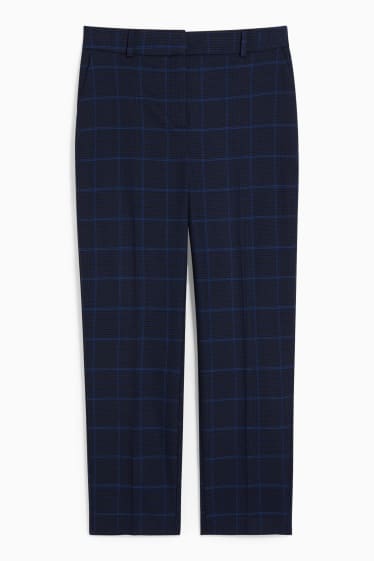 Women - Cloth trousers - mid-rise waist - slim fit - check - dark blue