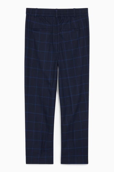 Donna - Pantaloni di stoffa - vita media - slim fit - a quadretti - blu scuro