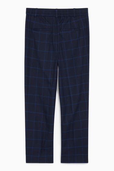 Women - Cloth trousers - mid-rise waist - slim fit - check - dark blue