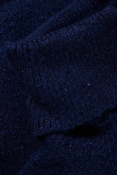 Femei - Pulover cu guler rulat - albastru închis melanj