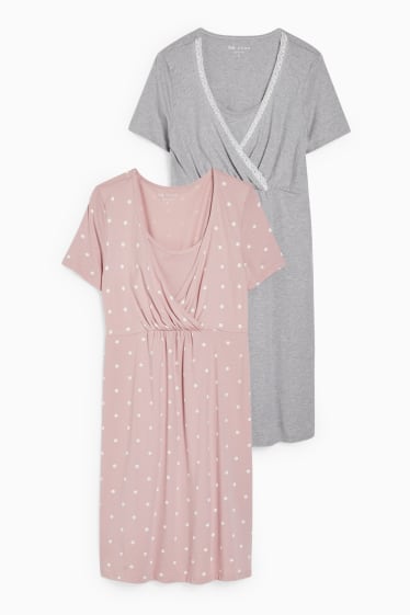 Women - Multipack of 2 - nursing nightdress - gray / rose