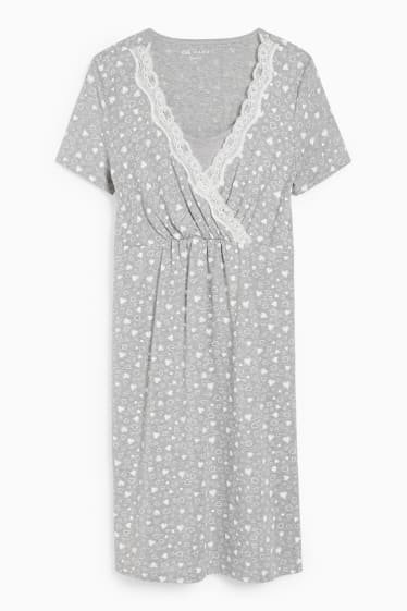 Donna - Camicia da notte per allattamento - grigio melange