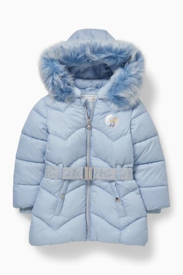 Enfants filles - La Reine des Neiges - doudoune avec capuche - bleu clair