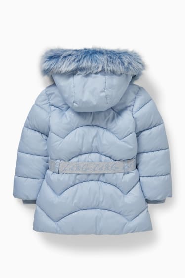 Enfants filles - La Reine des Neiges - doudoune avec capuche - bleu clair