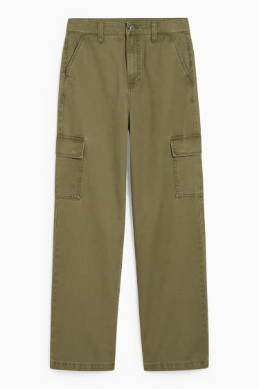 Donna - CLOCKHOUSE - pantaloni cargo - vita alta - gamba larga - jeans verde