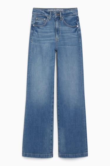 Dámské - CLOCKHOUSE - wide leg jeans - high waist - džíny - modré