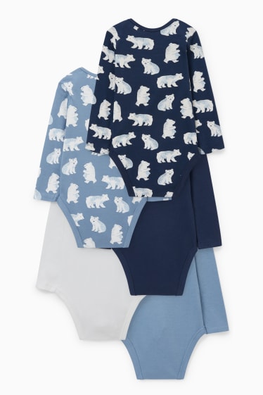 Bébés garçons - Lot de 5 - bodys pour bébé - bleu foncé / blanc