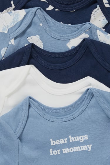 Bébés - Lot de 5 - bodys pour bébé - bleu foncé / blanc