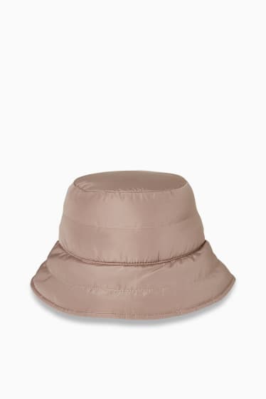 Women - Quilted hat - shiny - taupe